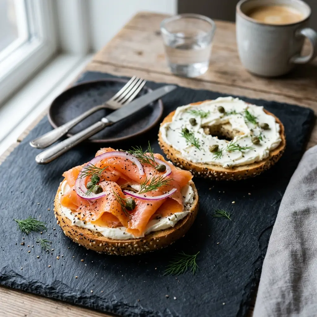 Retsepti Bagel lõhe ja toorjuustuga foto valmis koduse roana