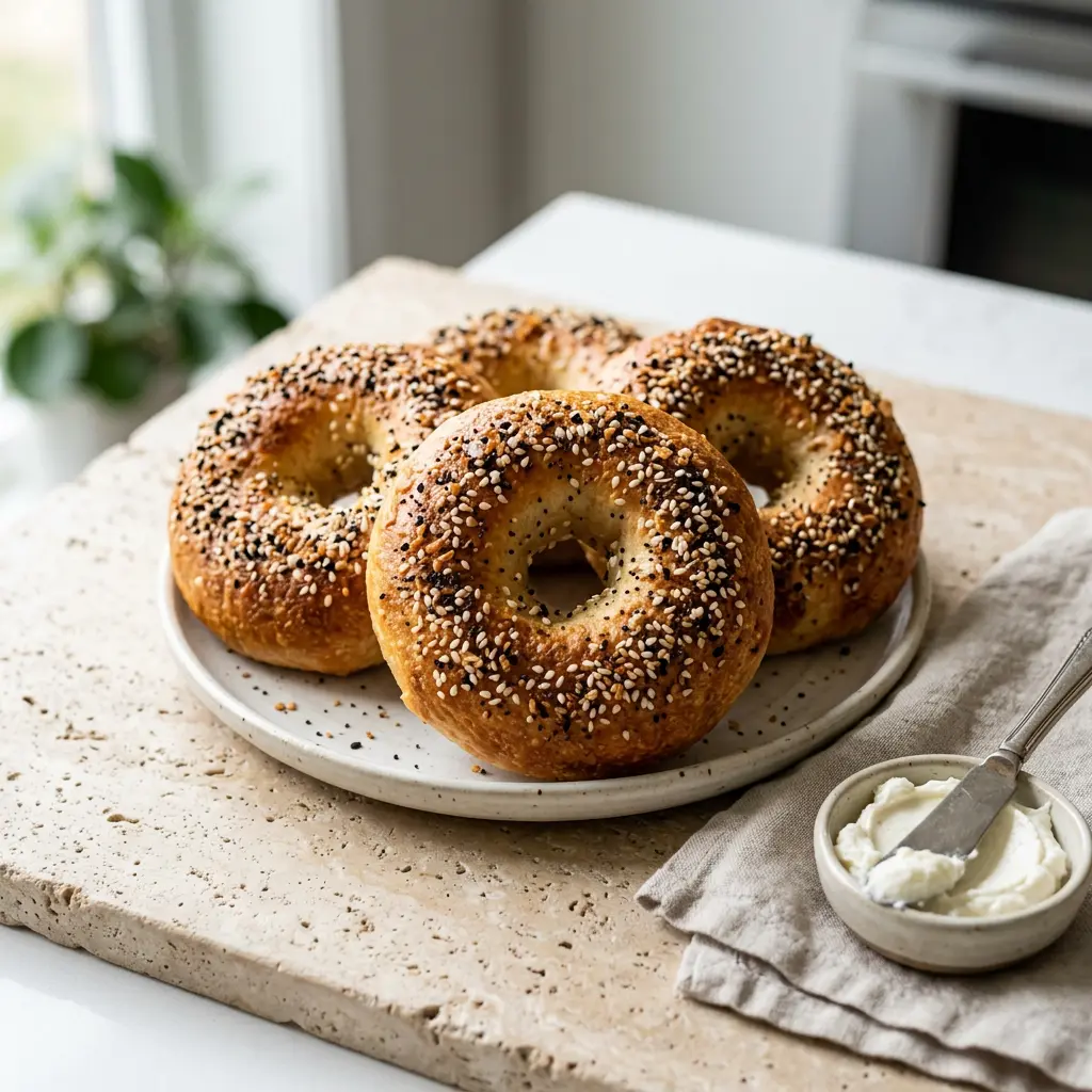 Retsepti Bagelid kuumaõhufritüüris foto valmis koduse roana