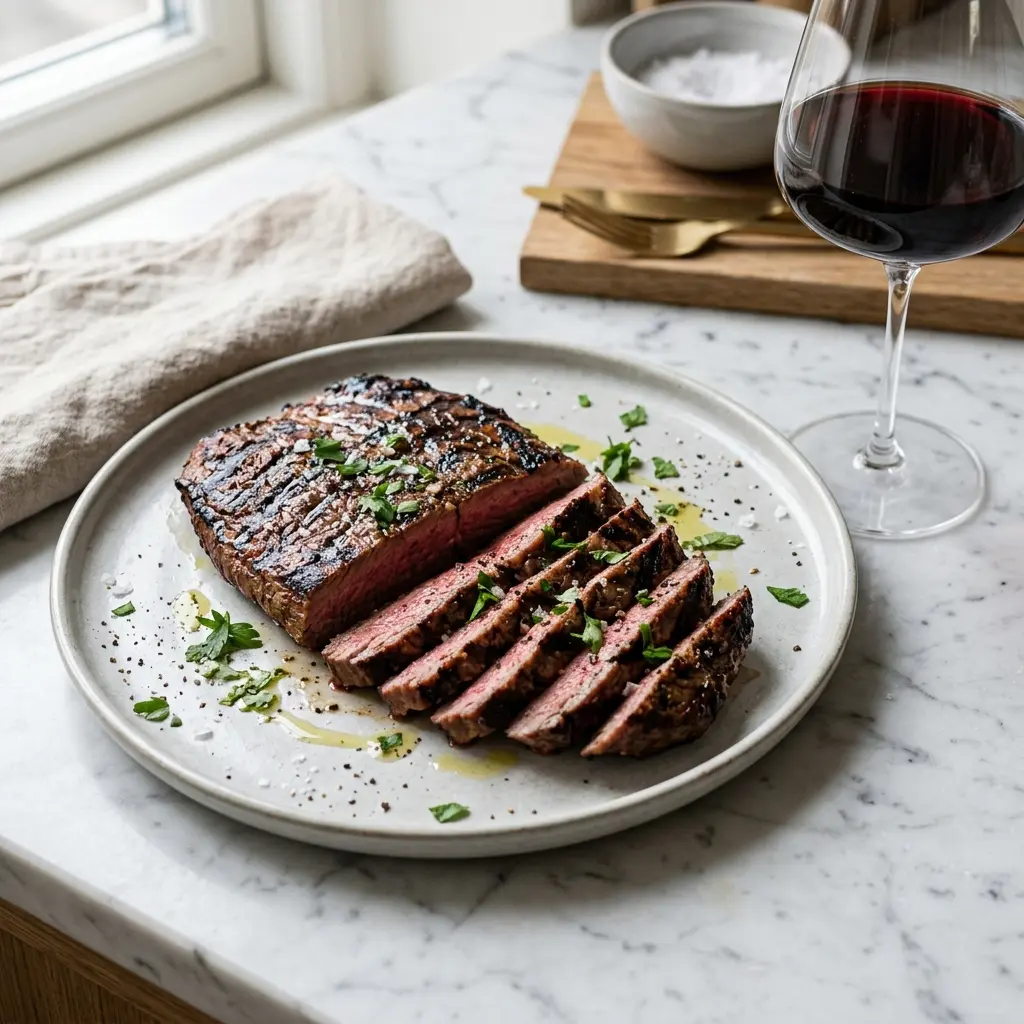 Retsepti Grillitud flank-steik foto valmis koduse roana