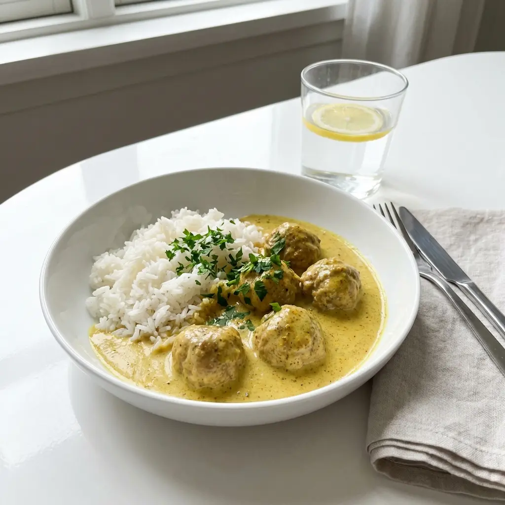 Retsepti Klassikalised lihapallid karrikastmes foto valmis koduse roana