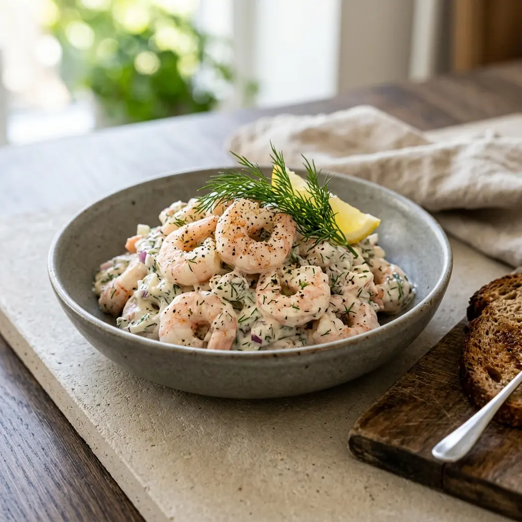 Retsepti Kodune krevetisalat foto värske salatina