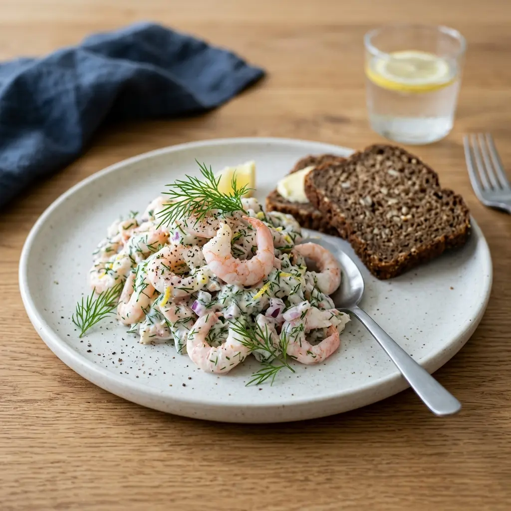 Retsepti Krevetisalat tilliga foto värske salatina