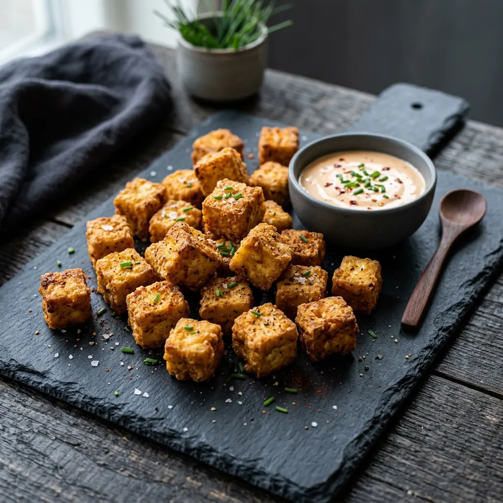 Retsepti Krõbe tofu kuumaõhufritüüris foto valmis koduse roana
