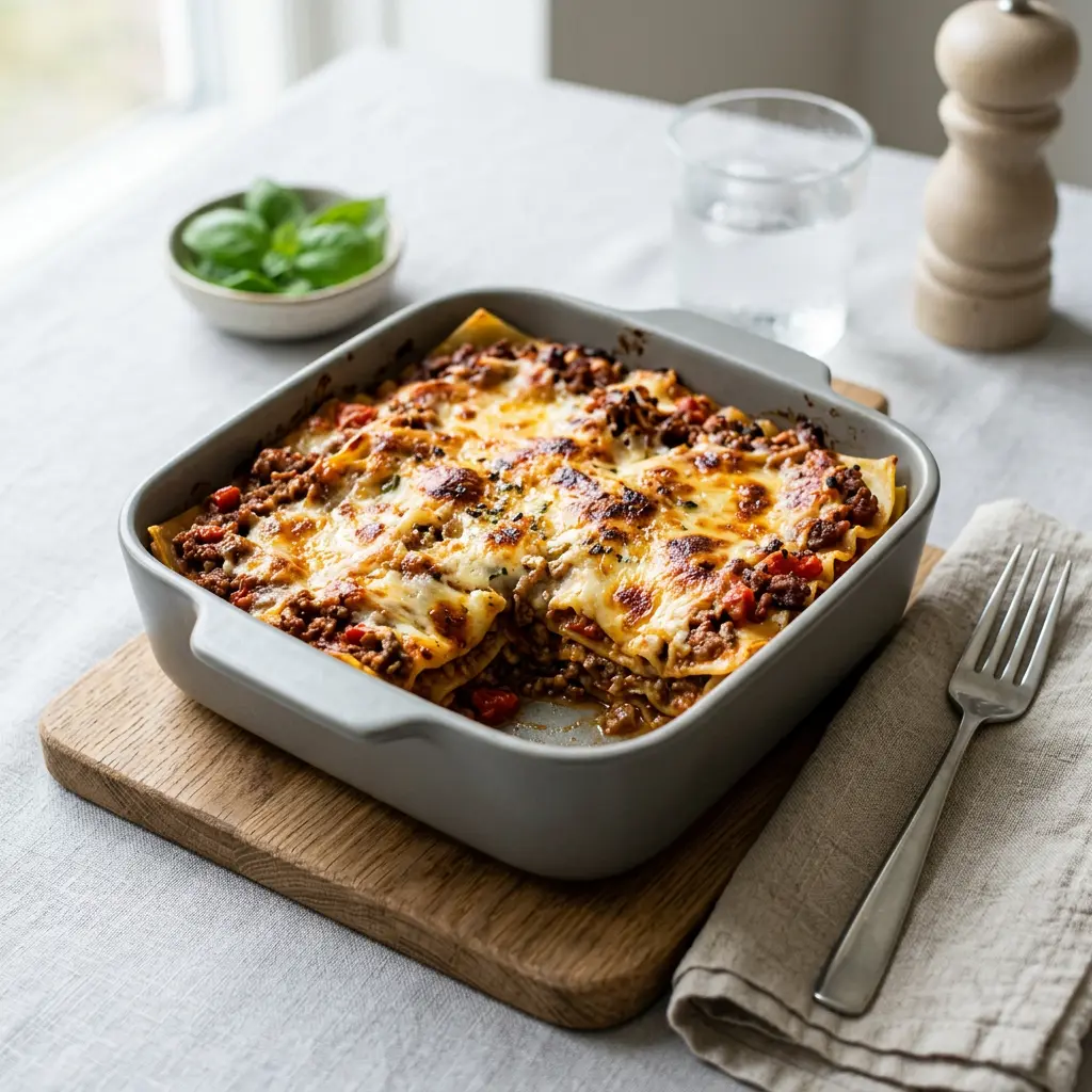 Retsepti Lasagnette kuumaõhufritüüris foto valmis koduse roana