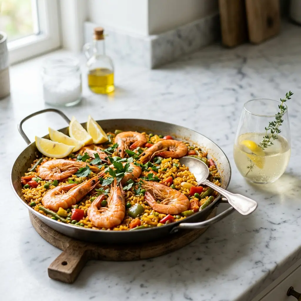 Retsepti Paella krevettidega foto valmis koduse roana
