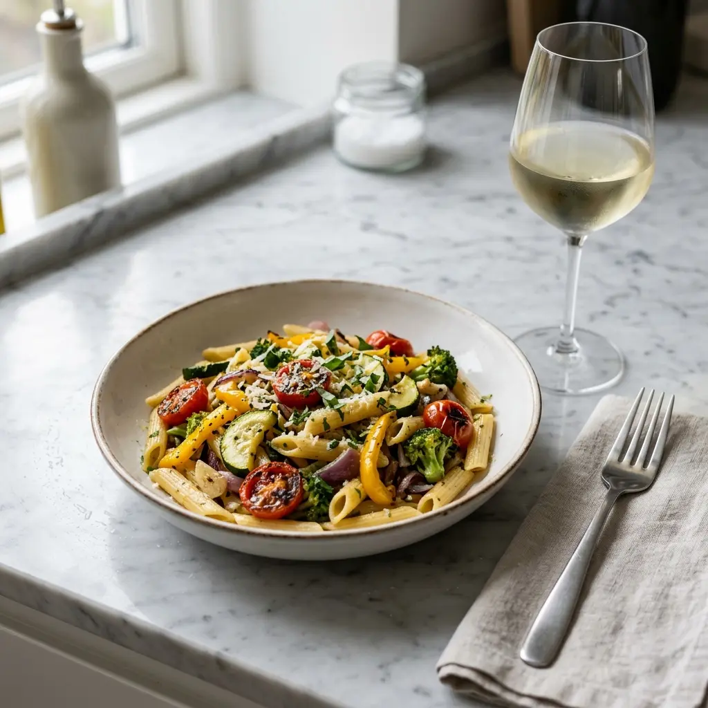 Retsepti Pasta köögiviljadega foto valmis koduse roana