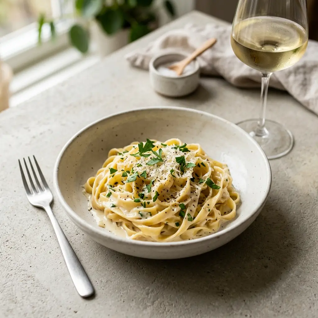 Retsepti Pasta koorekastmega foto valmis koduse roana