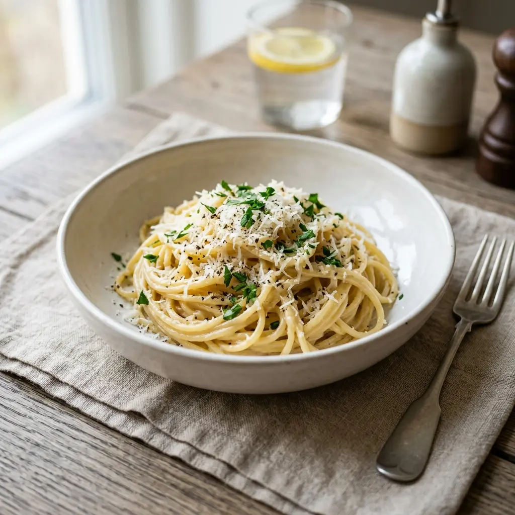 Retsepti Pasta parmesaniga foto valmis koduse roana