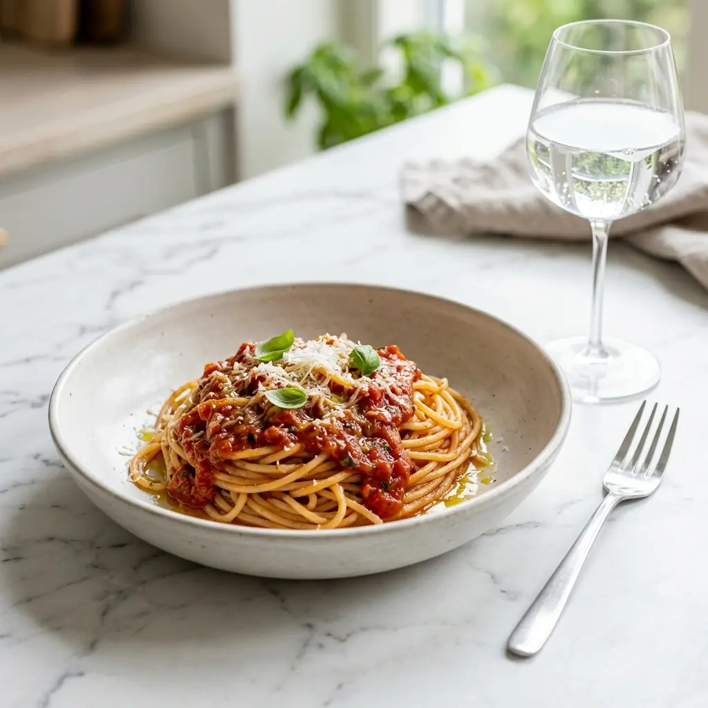 Retsepti Pasta tomatikastmega foto valmis koduse roana