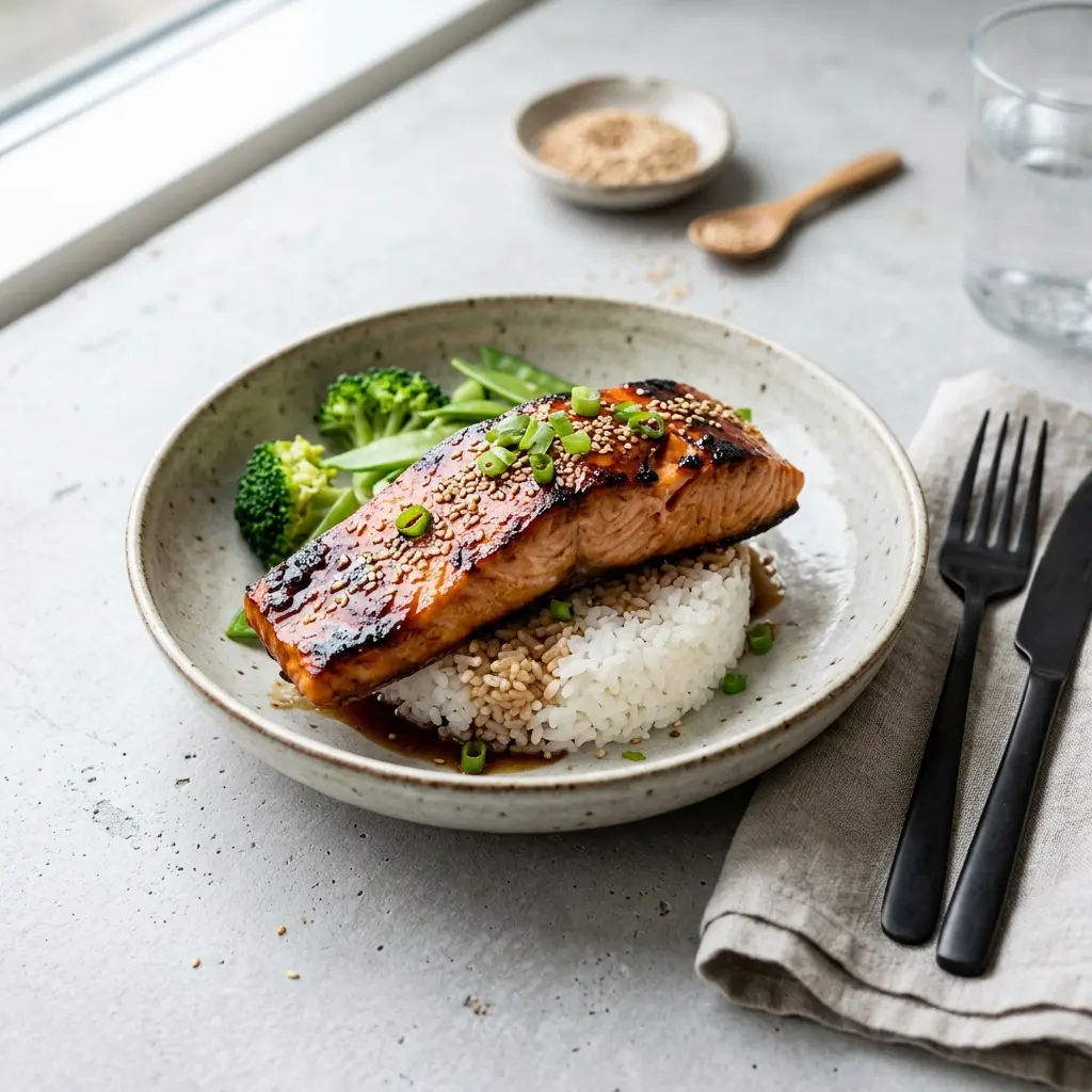 Retsepti Teriyaki-lõhe foto valmis koduse roana