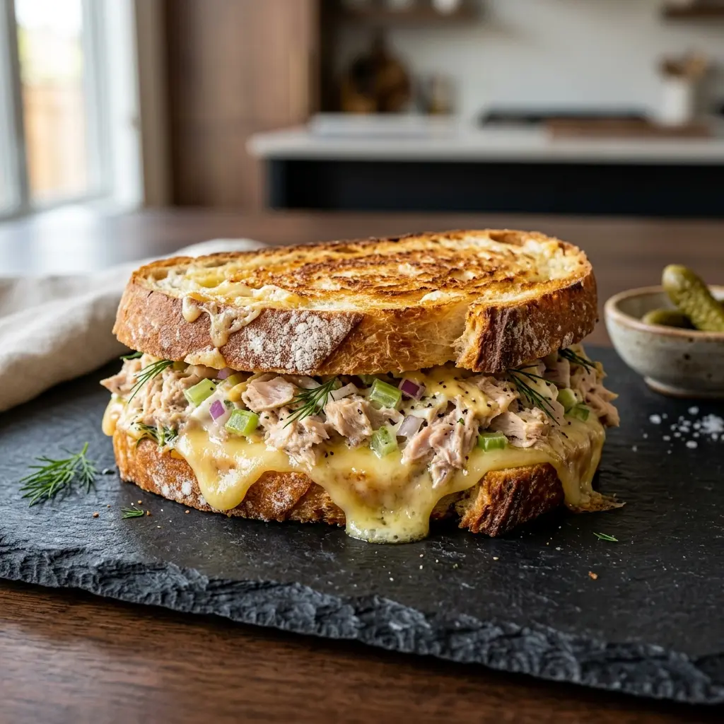 Retsepti Tuna melt võileib foto koduse leiva või tainana